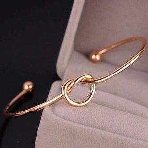 14k Rose Gold Plated Love Knot Cuff Bracelet